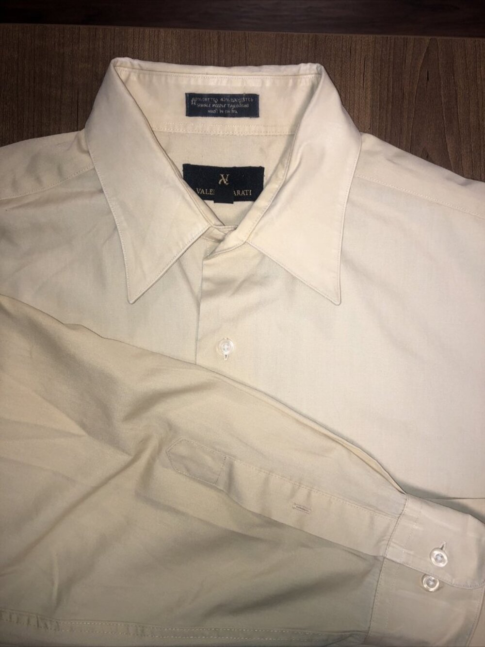 Valerio Garati Large Men’s Button Up Shirt 16 32/33 Pale Yellow Soft Dress Shirt